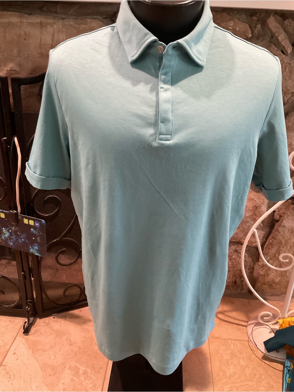Joseph Men's Teal Polo - Short Sleeve Collared Shirt